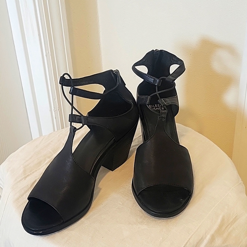 Eileen Fisher black heels size 8